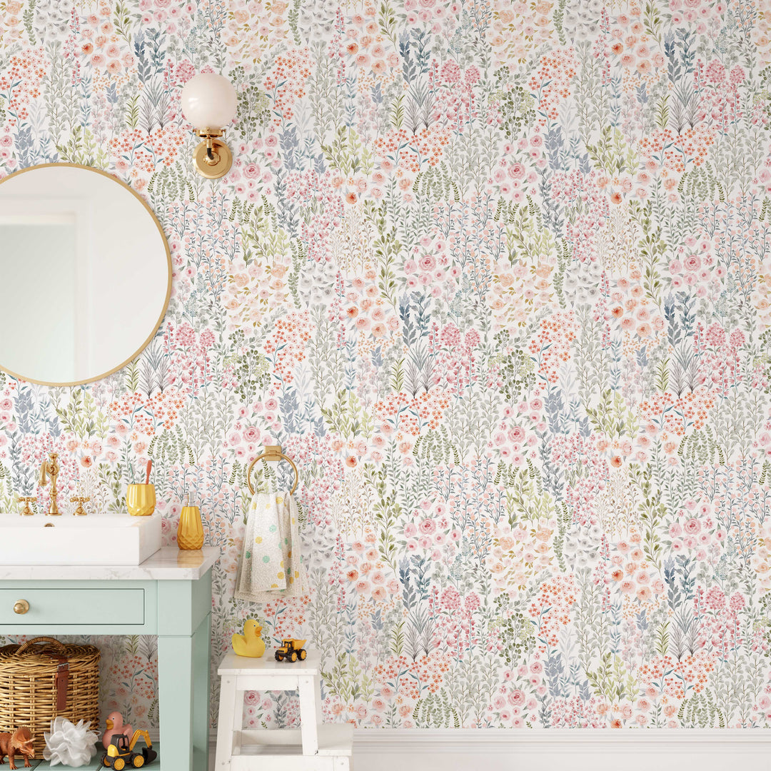 Spring Wildflowers Floral Wallpaper | Dainty Floral Girl Nursery