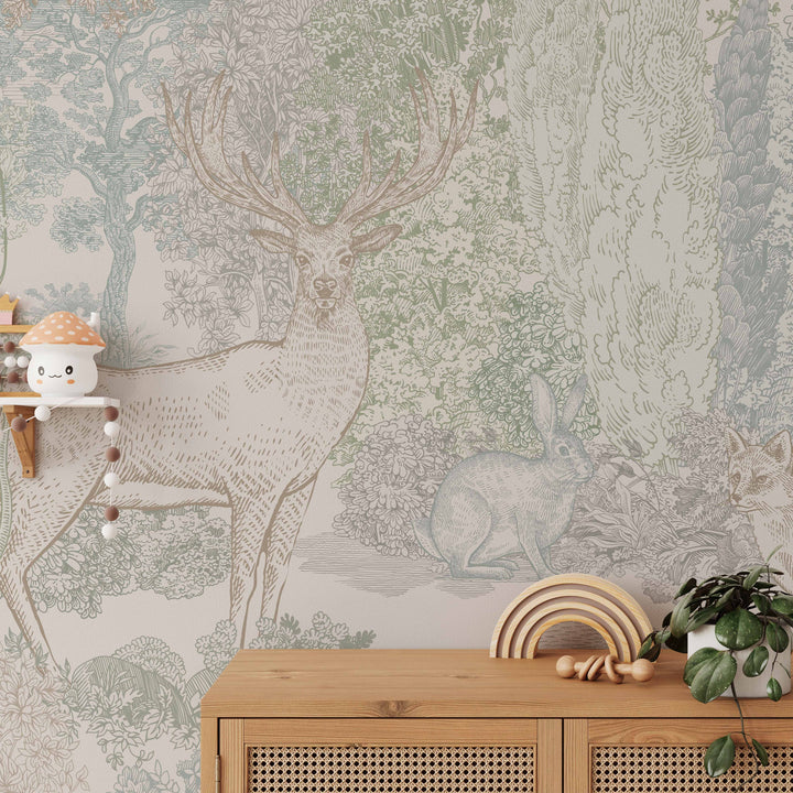 Timeless Forest Wallpaper Mural in Neutral