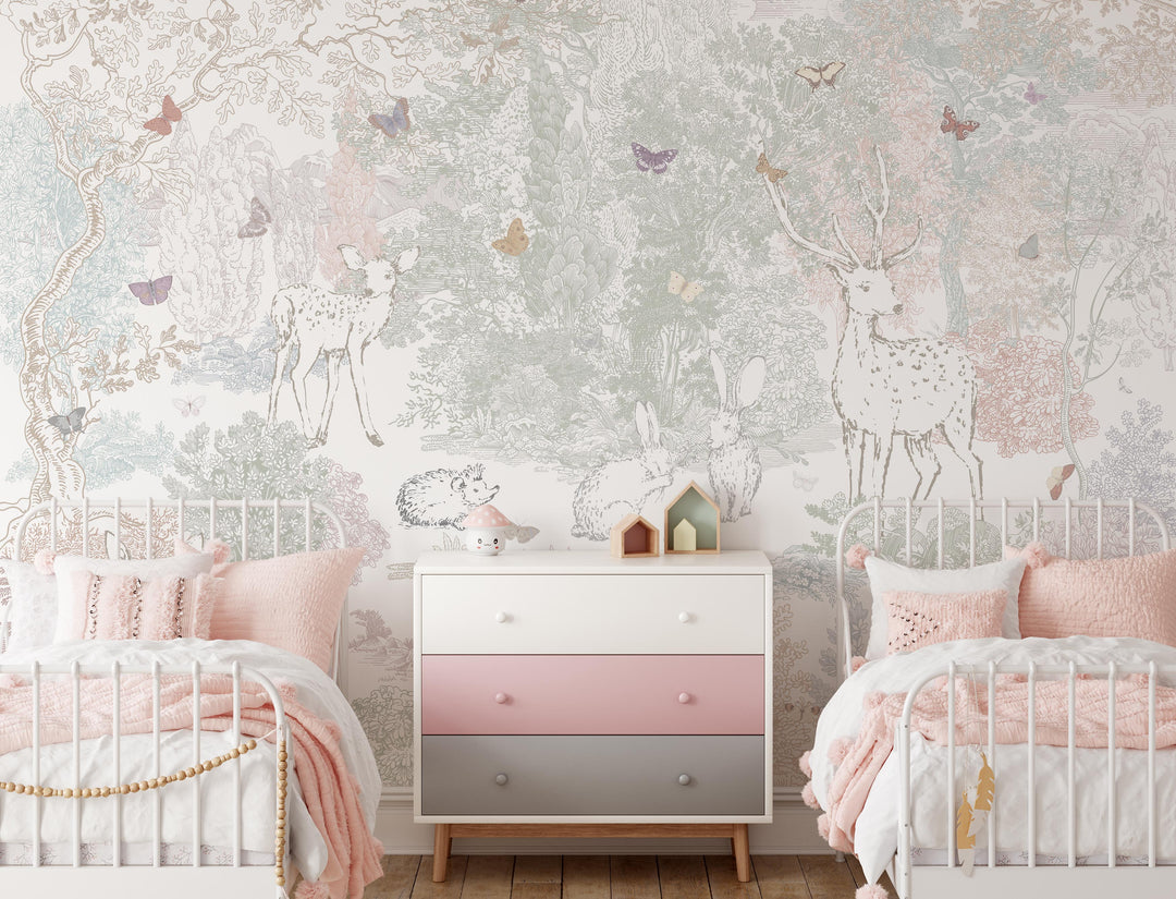 Heirloom Forest Wallpaper Mural in Pastels