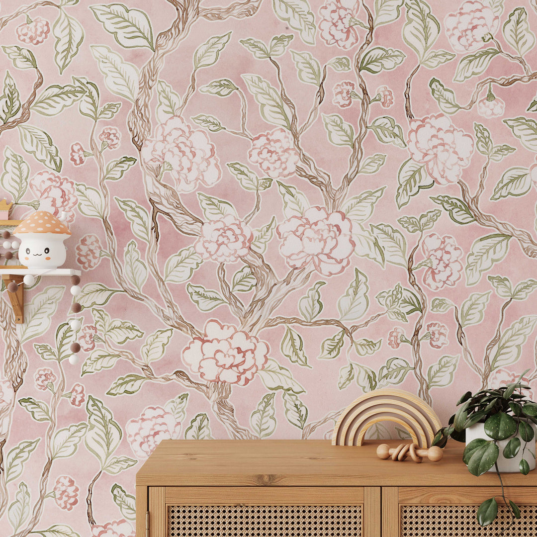 Delicate Flowers Chinoiserie Spring Bloom Mural - Studio Exclusive