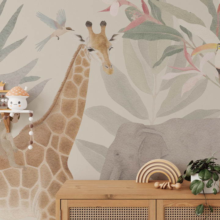 Safari in Neutral Tones Mural