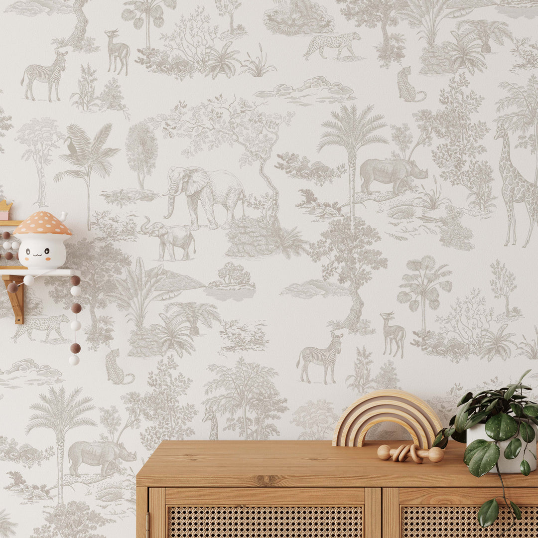 Safari Dream Toile in Neutral Mural