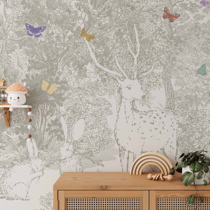 Heirloom Forest Wallpaper Mural in Sage