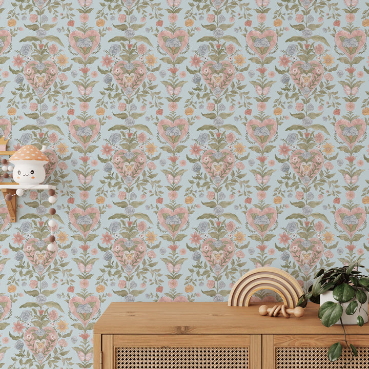 Love in Bloom Wallpaper in Blue