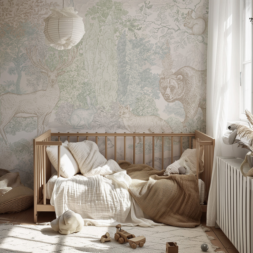 Timeless Forest Wallpaper Mural in Neutral