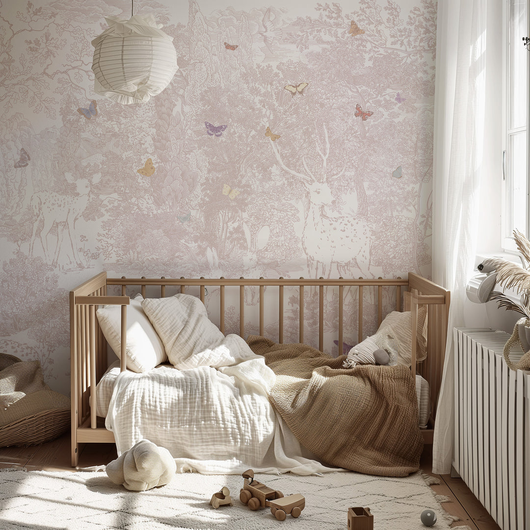 Heirloom Forest Wallpaper Mural in Pink