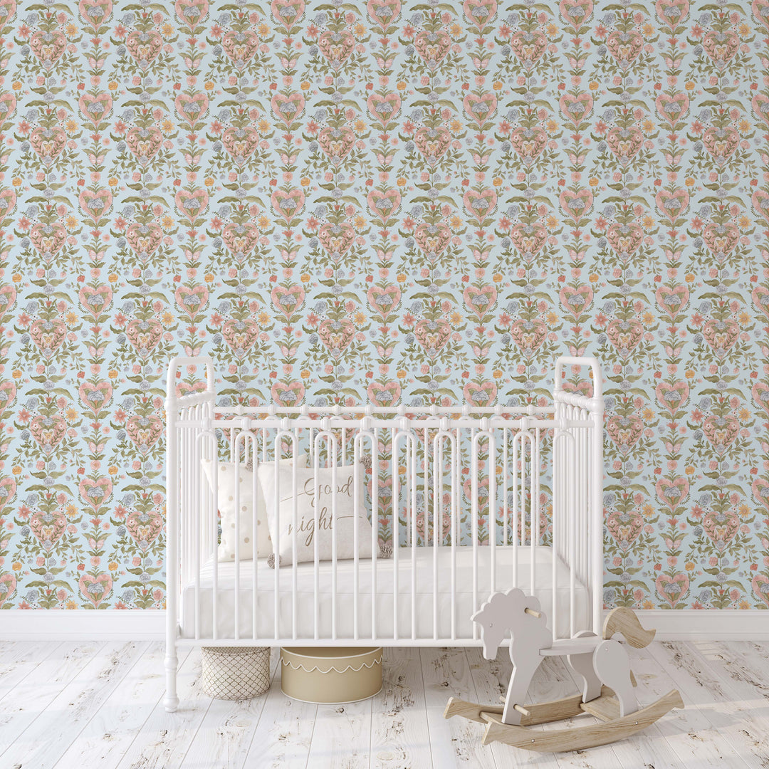 Love in Bloom Wallpaper in Blue