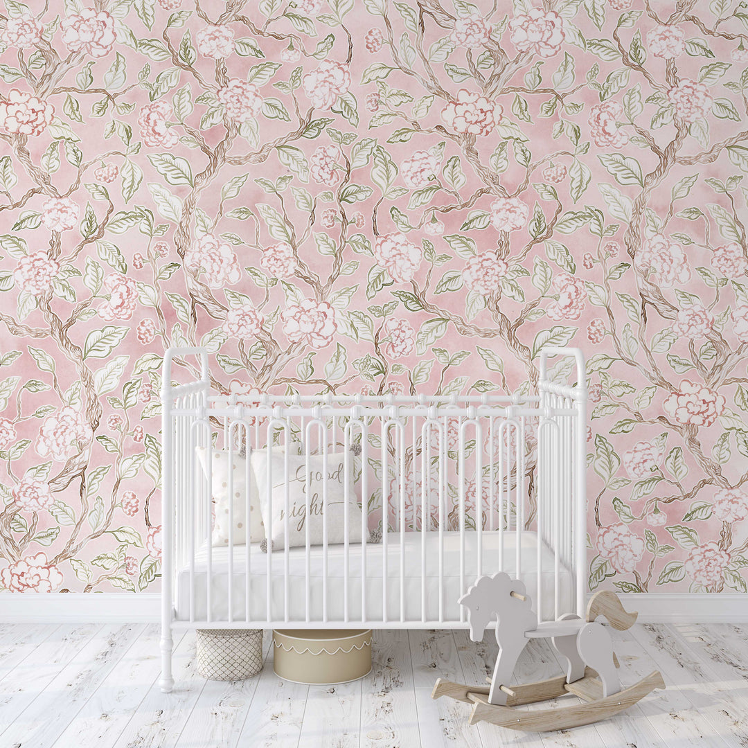 Delicate Flowers Chinoiserie Spring Bloom Mural - Studio Exclusive