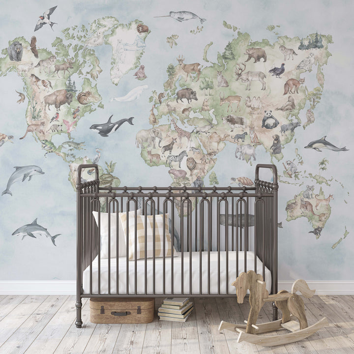 Kid's World Map in Blue