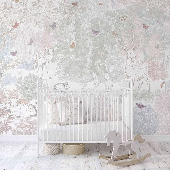 Heirloom Forest Wallpaper Mural in Pastels