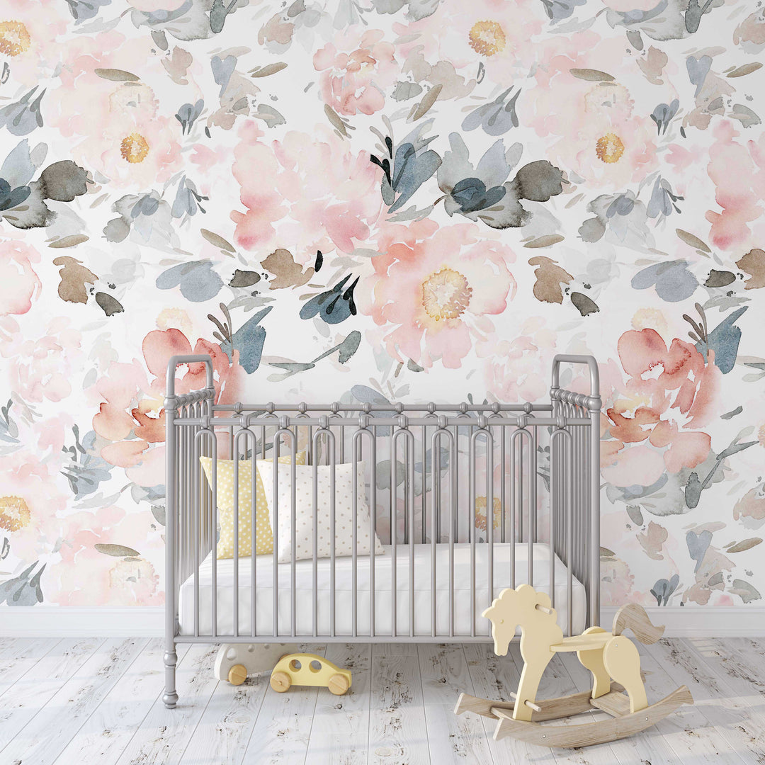 Harper Mural| Large Scale Floral Bouquet Girl Nursery Wallpaper