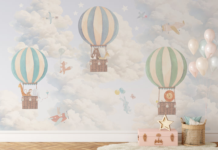 Kids Air Balloon Adventure Mural