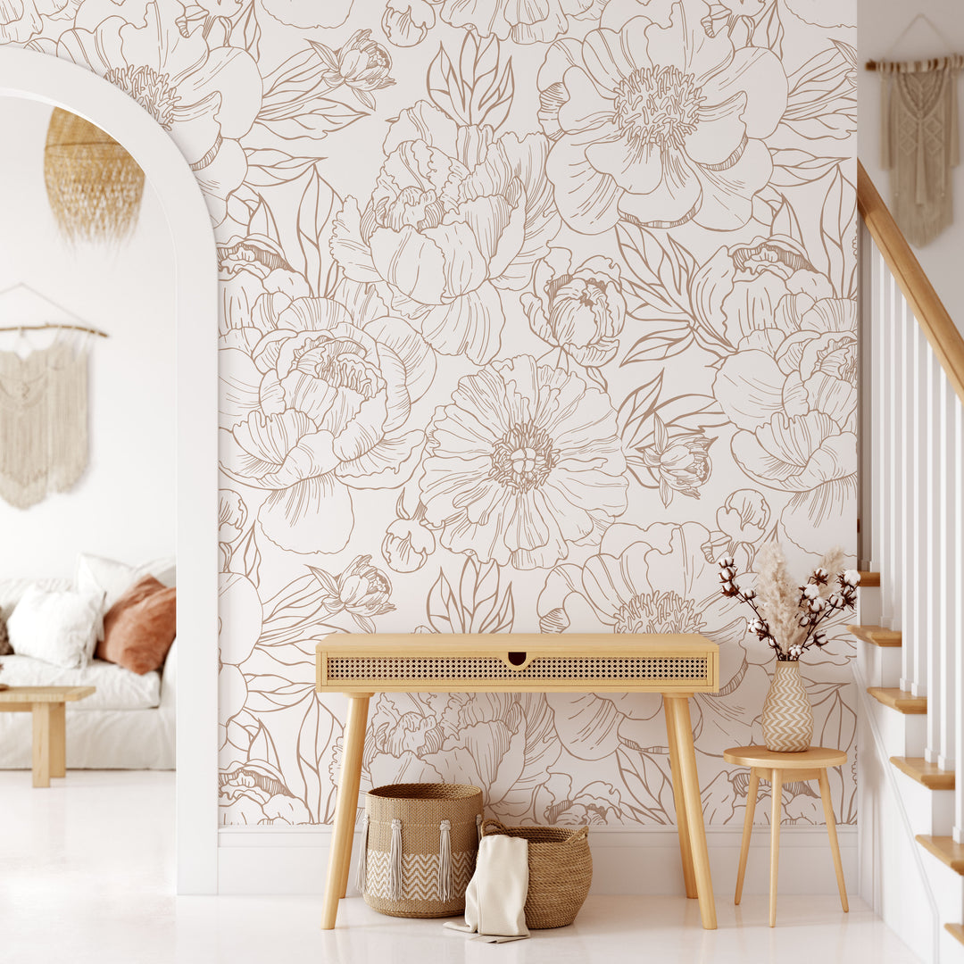 Boho Minimalist Floral Mural