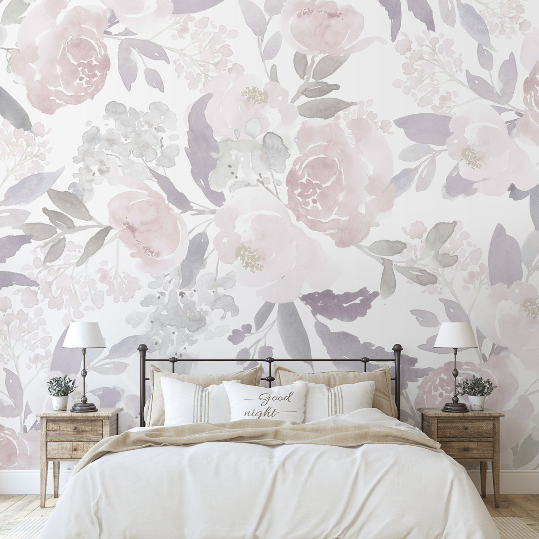 Ultralight Delicate Forest Floral | Large Scale Floral Girl Nursery Wallpaper