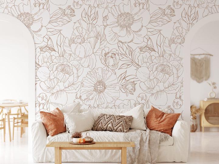 Boho Minimalist Floral Mural