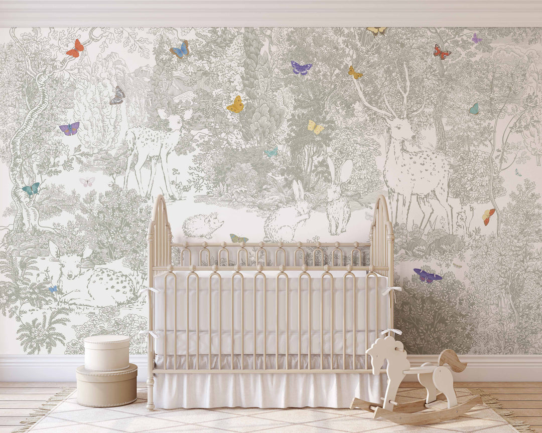 Heirloom Forest Wallpaper Mural in Sage