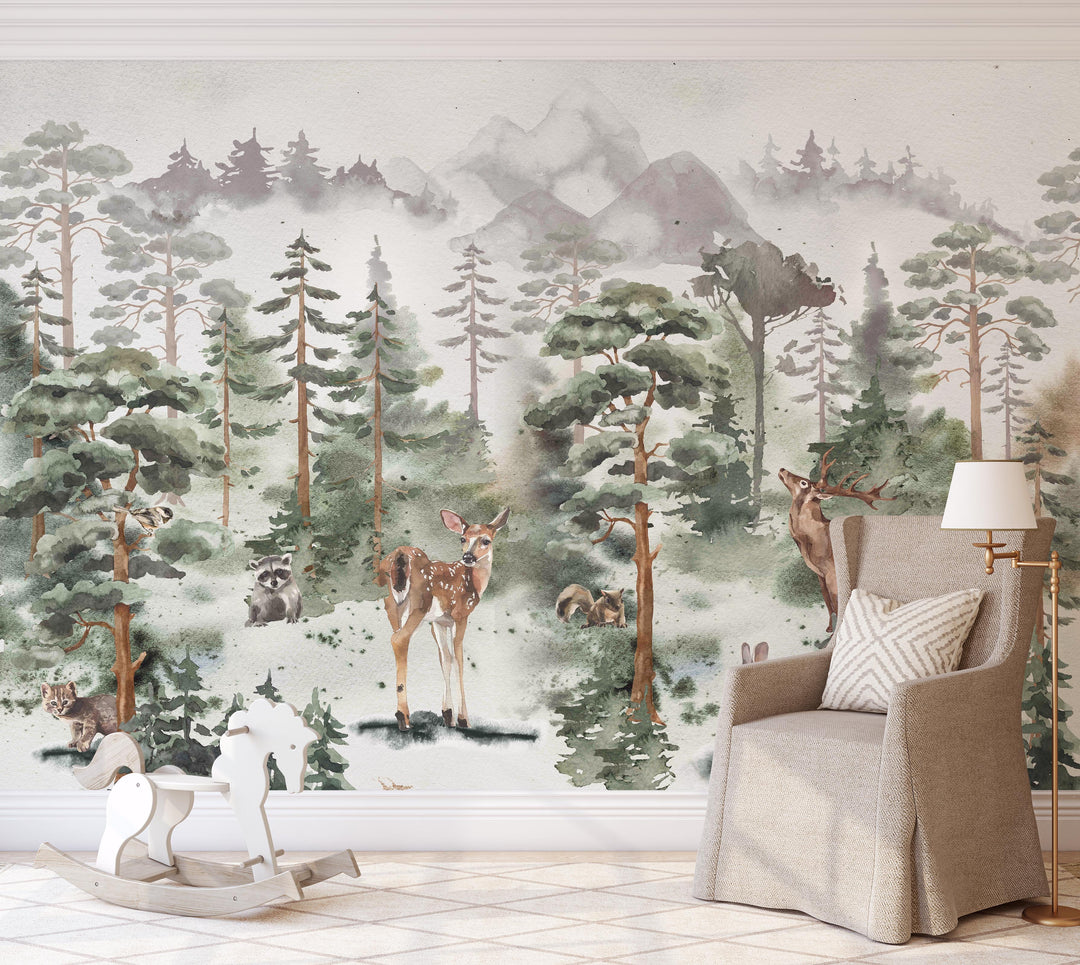 Deer Woodland Mural