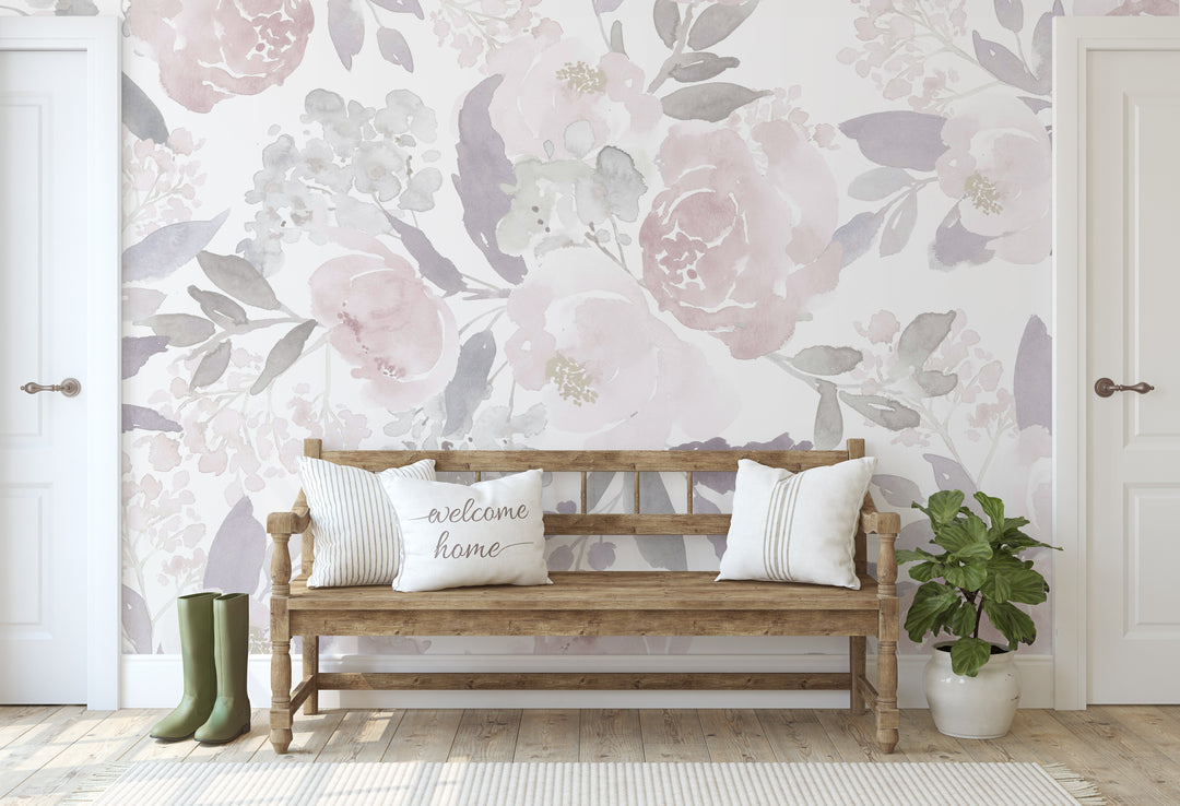 Ultralight Delicate Forest Floral | Large Scale Floral Girl Nursery Wallpaper