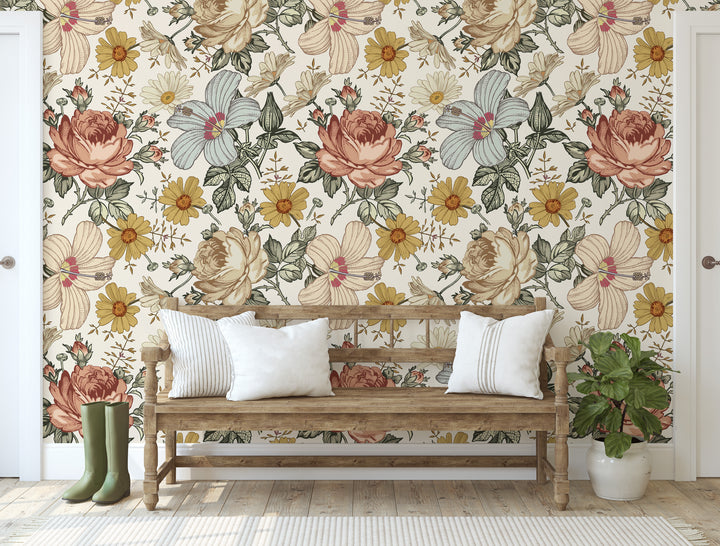 Vintage Floral Mural | Floral Girl Nursery Wallpaper