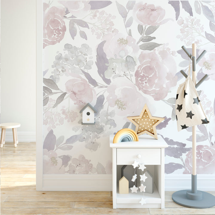 Ultralight Delicate Forest Floral | Large Scale Floral Girl Nursery Wallpaper