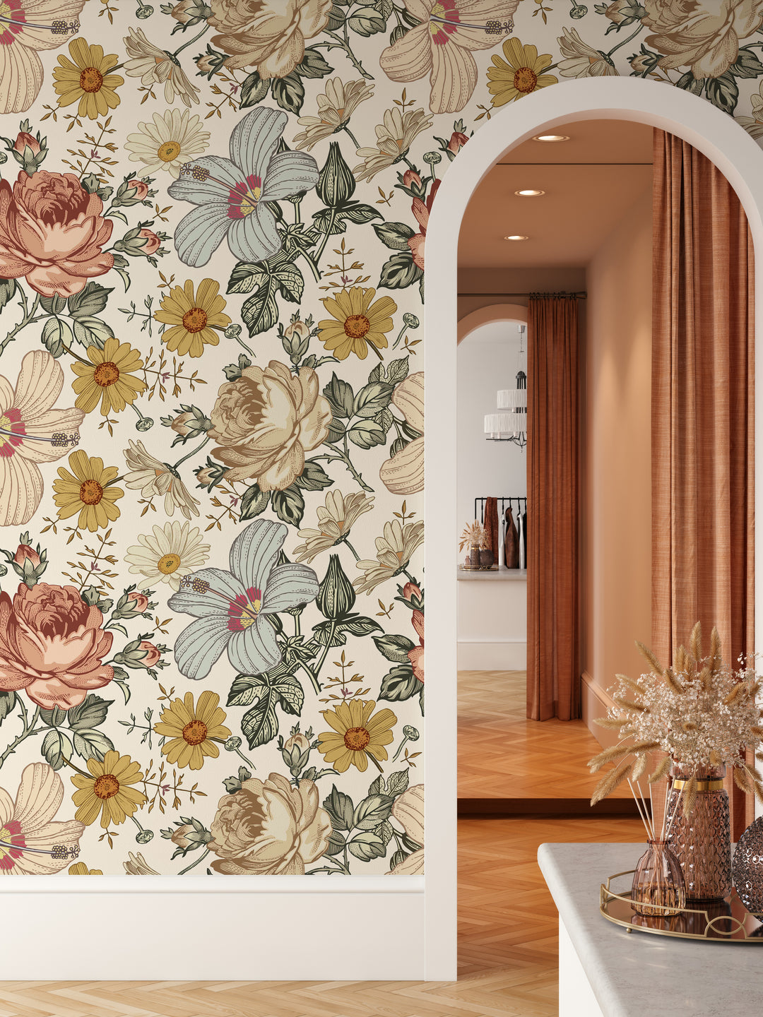 Vintage Floral Mural | Floral Girl Nursery Wallpaper