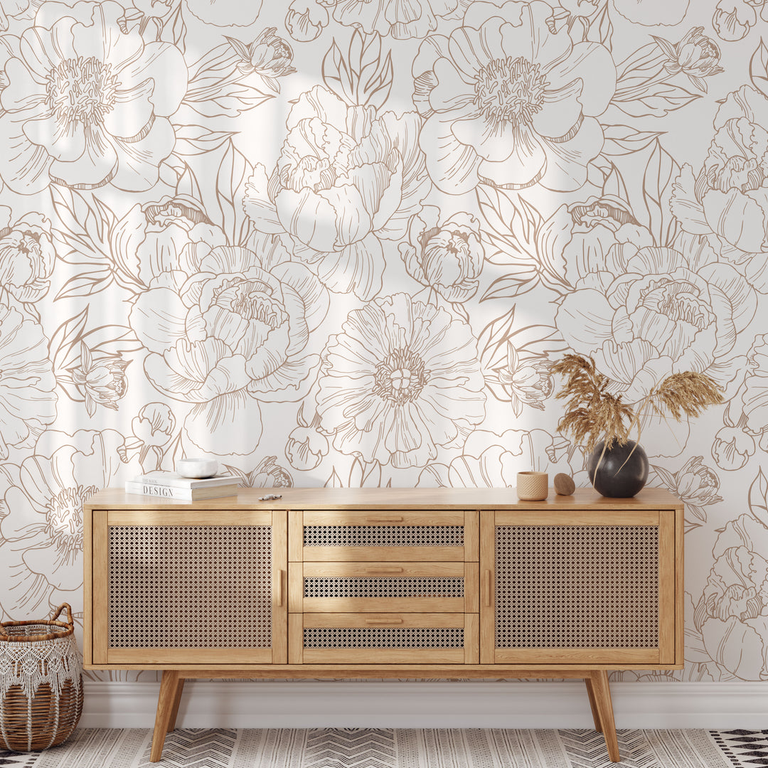 Boho Minimalist Floral Mural