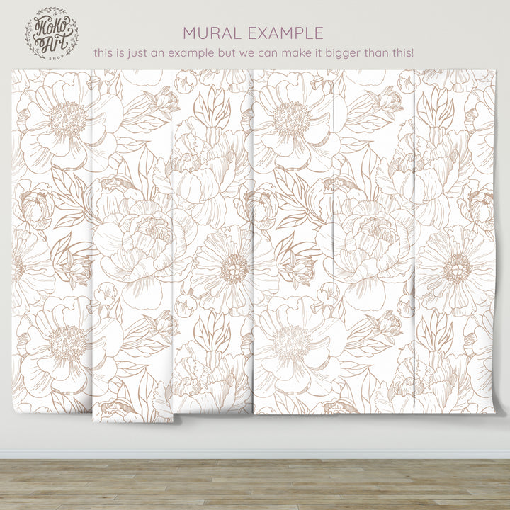 Boho Minimalist Floral Mural