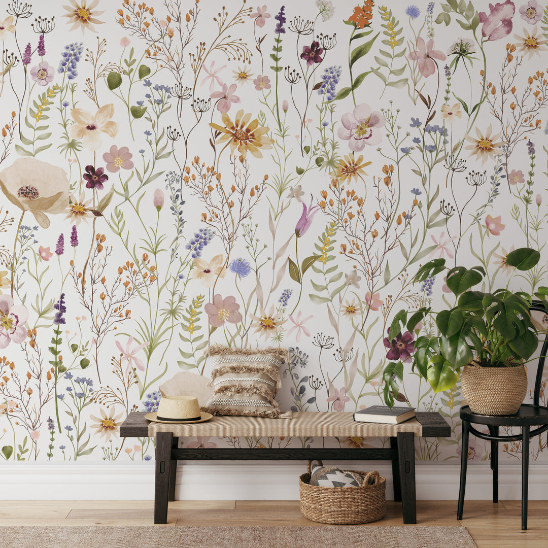 Megan Mural | Boho Floral Girl Nursery Wallpaper