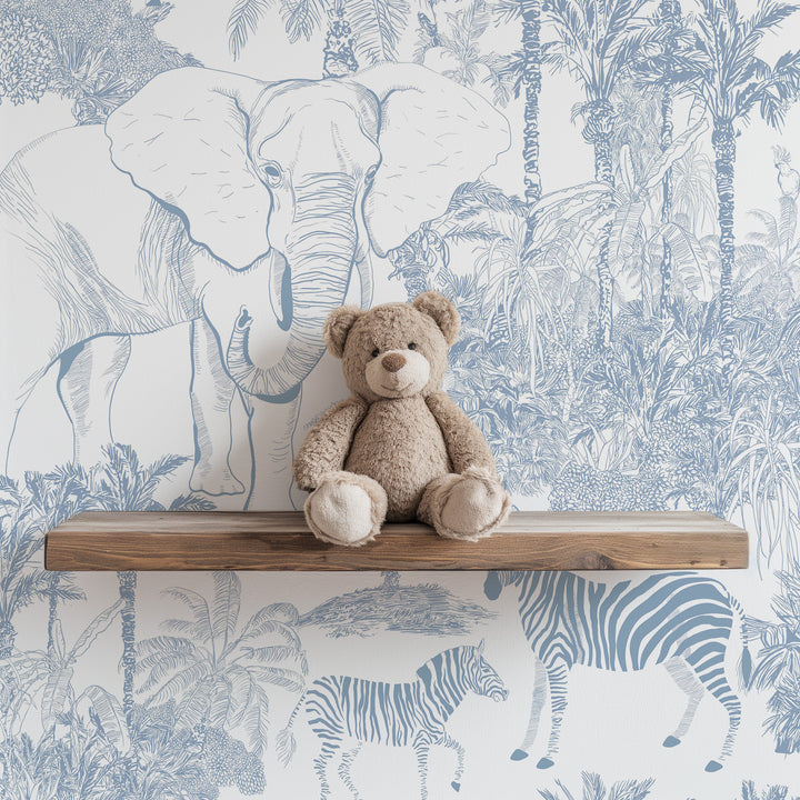 Safari Blues Jungle Wallpaper Mural