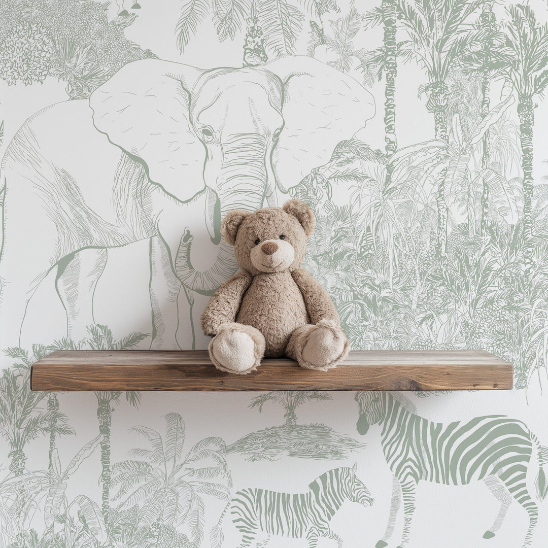 Safari Sage Jungle Wallpaper Mural