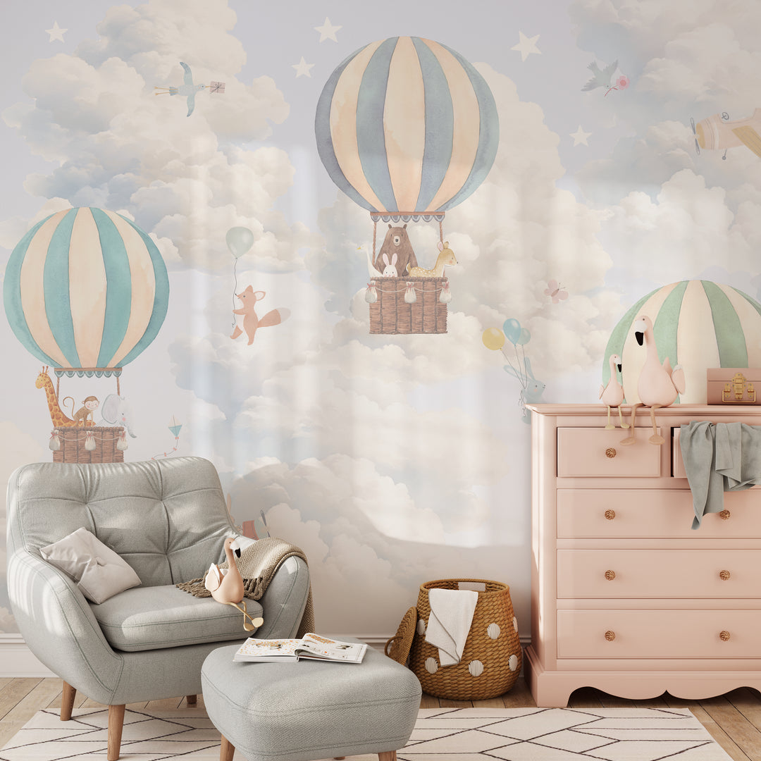 Kids Air Balloon Adventure Mural