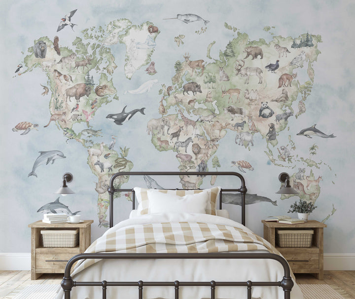 Kid's World Map in Blue