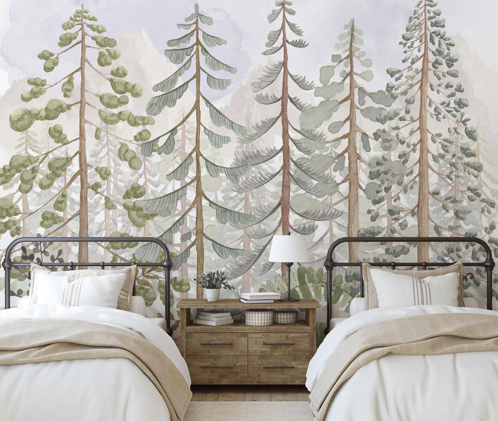 Light Dreamy Pines Mural