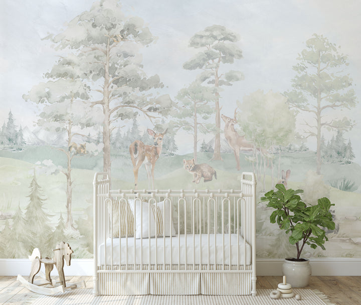 Barrington Mist Pastel With Animals Mural