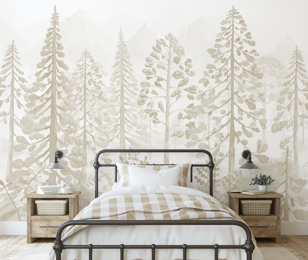 Neutral Woodland Whispers Wallpaper Mural