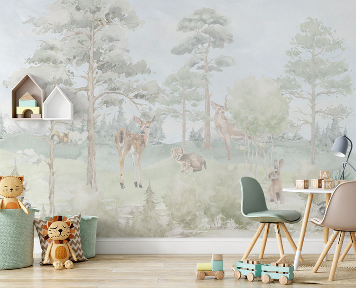 Barrington Mist Pastel With Animals Mural