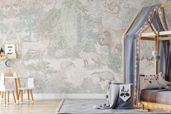 Timeless Forest Wallpaper Mural in Neutral