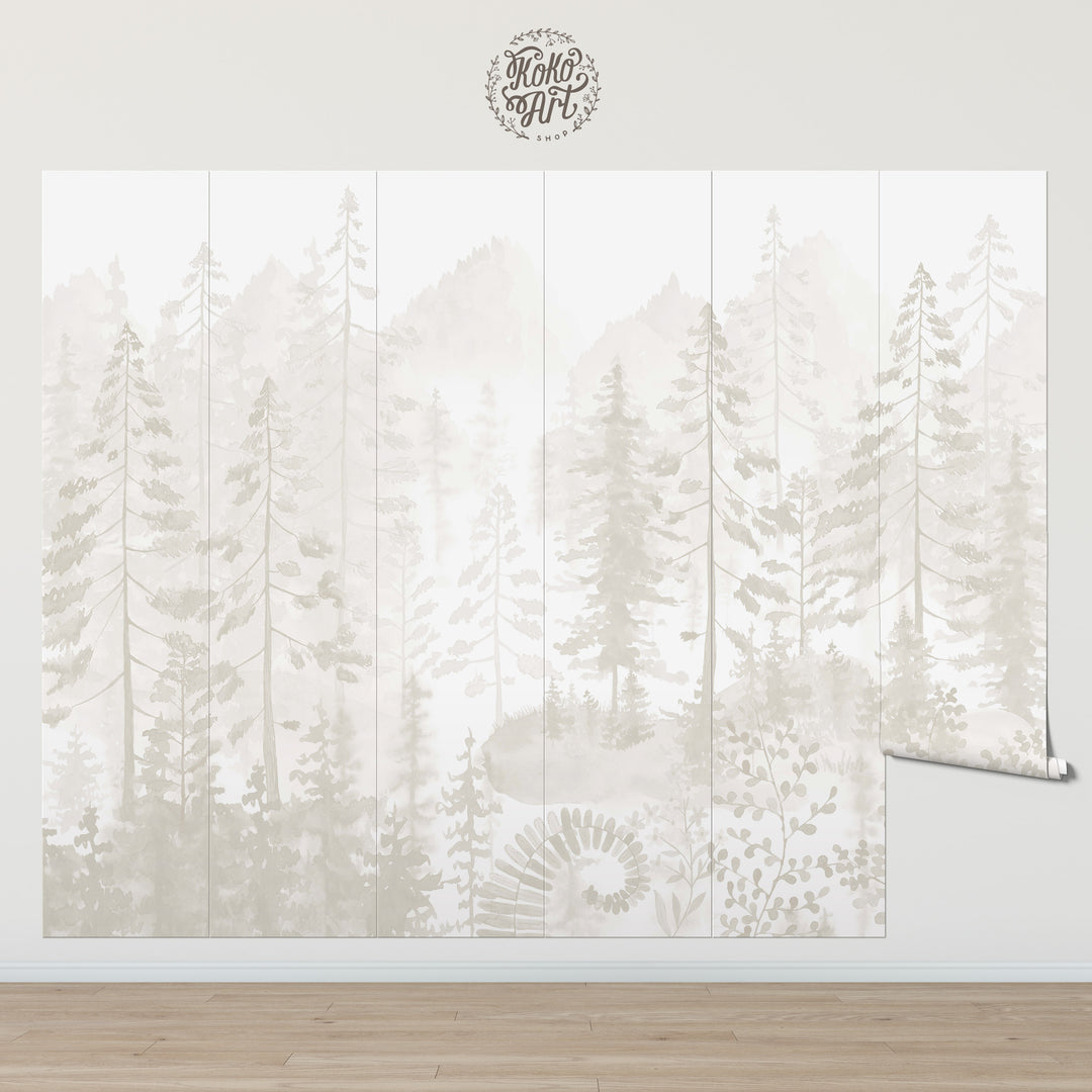 Neutral Woodland Tales Mural