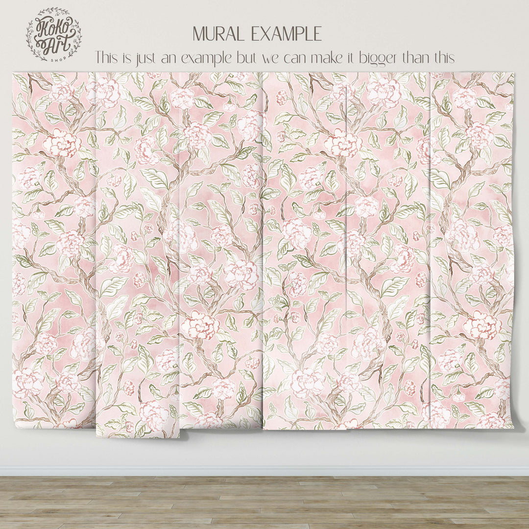 Delicate Flowers Chinoiserie Spring Bloom Mural - Studio Exclusive