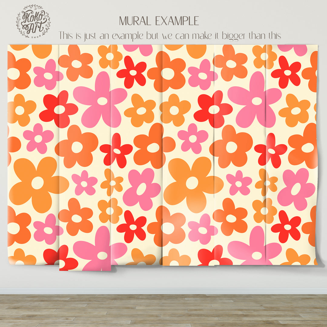 Happy Retro Flower Mural