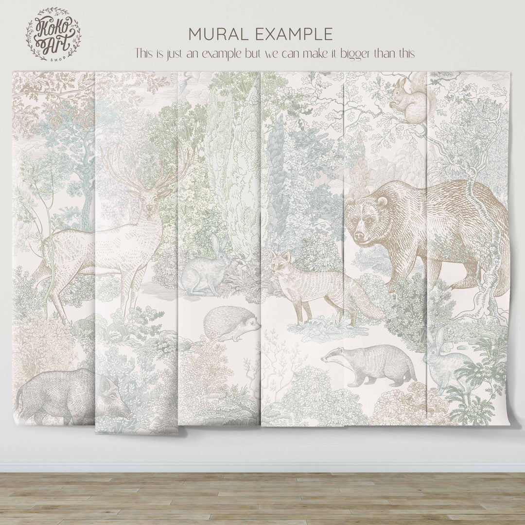 Timeless Forest Wallpaper Mural in Neutral