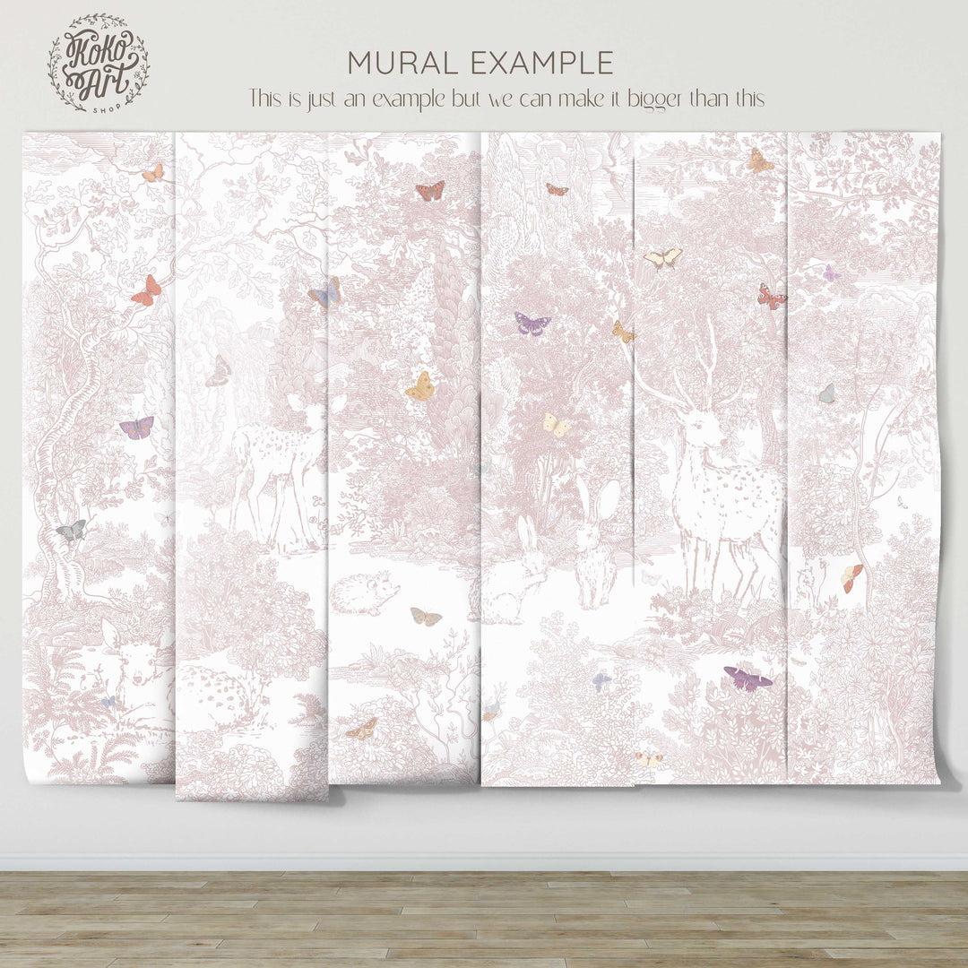 Heirloom Forest Wallpaper Mural in Pink