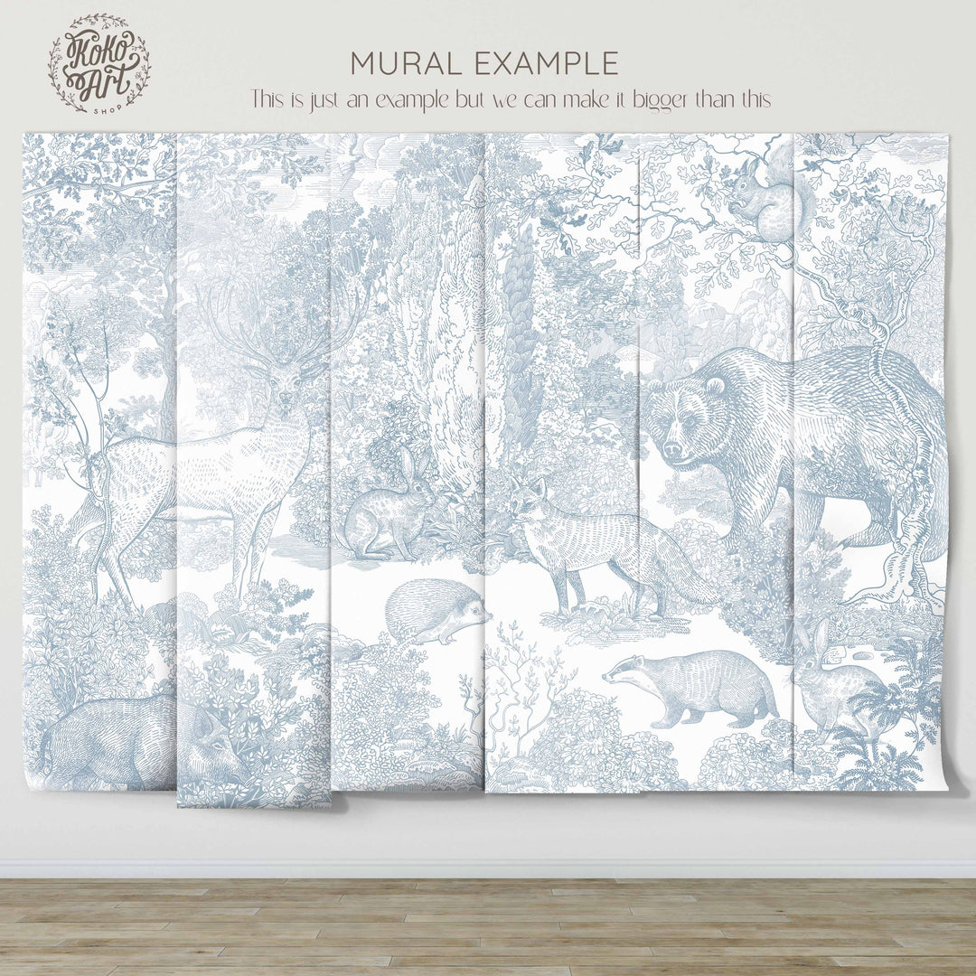 Timeless Forest Wallpaper Mural in Blue