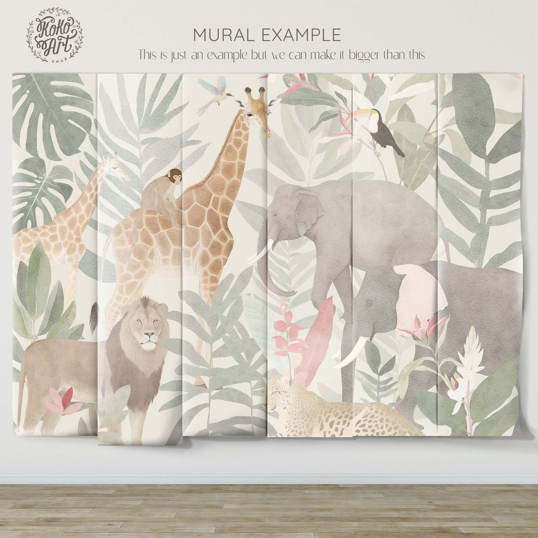 Safari in Neutral Tones Mural