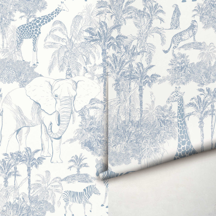 Safari Blues Jungle Wallpaper Mural