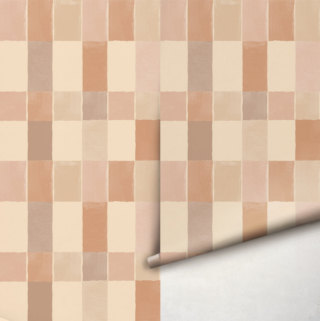 Boho Pink Long Checker Wallpaper