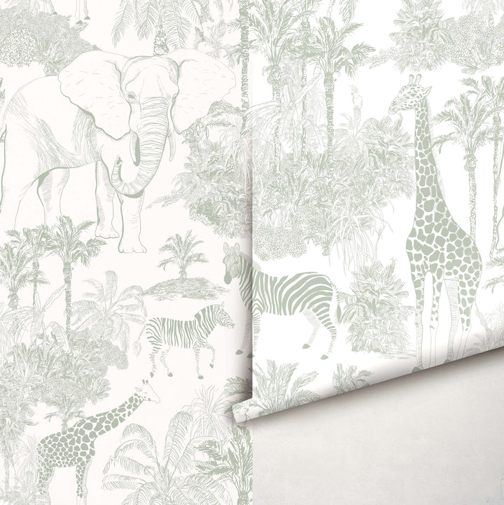 Safari Sage Jungle Wallpaper Mural