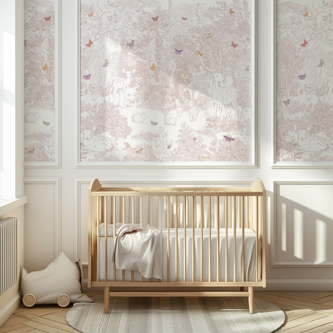 Heirloom Forest Wallpaper Mural in Pink