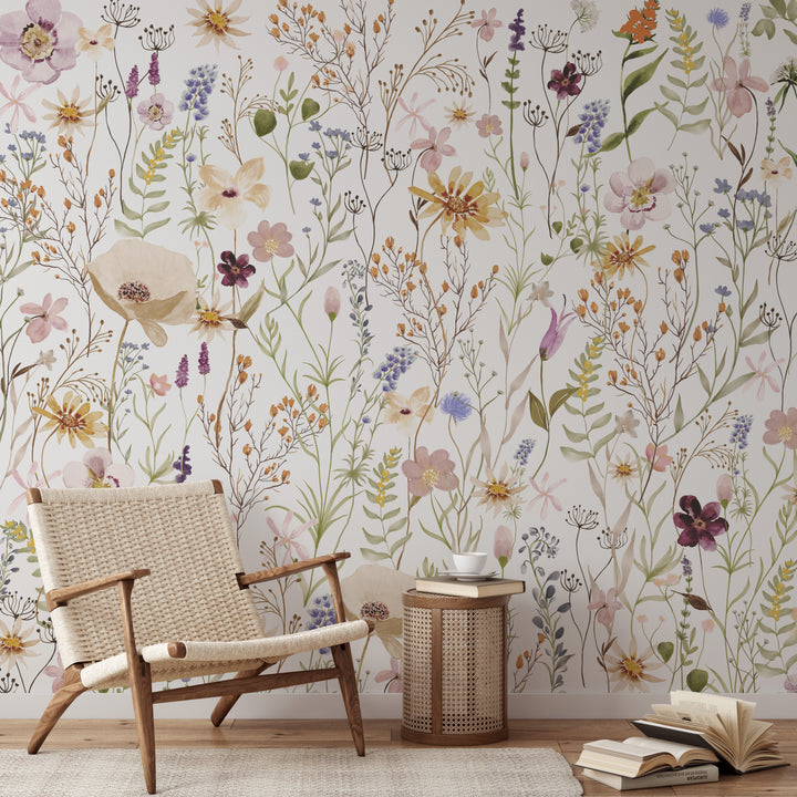 Megan Mural | Boho Floral Girl Nursery Wallpaper