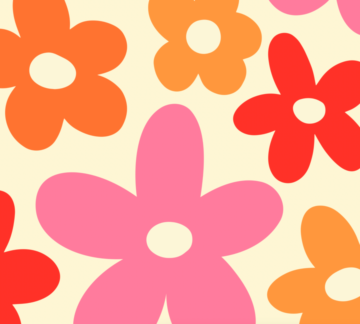 Happy Retro Flower Mural